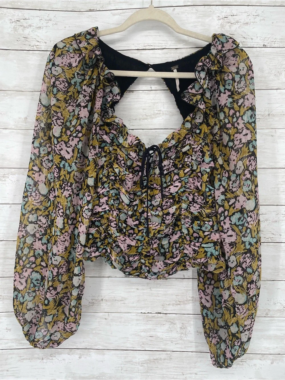 Free People Mabel Garden Comb Size L Ruffle Ruched Milkmaid Cottage Core